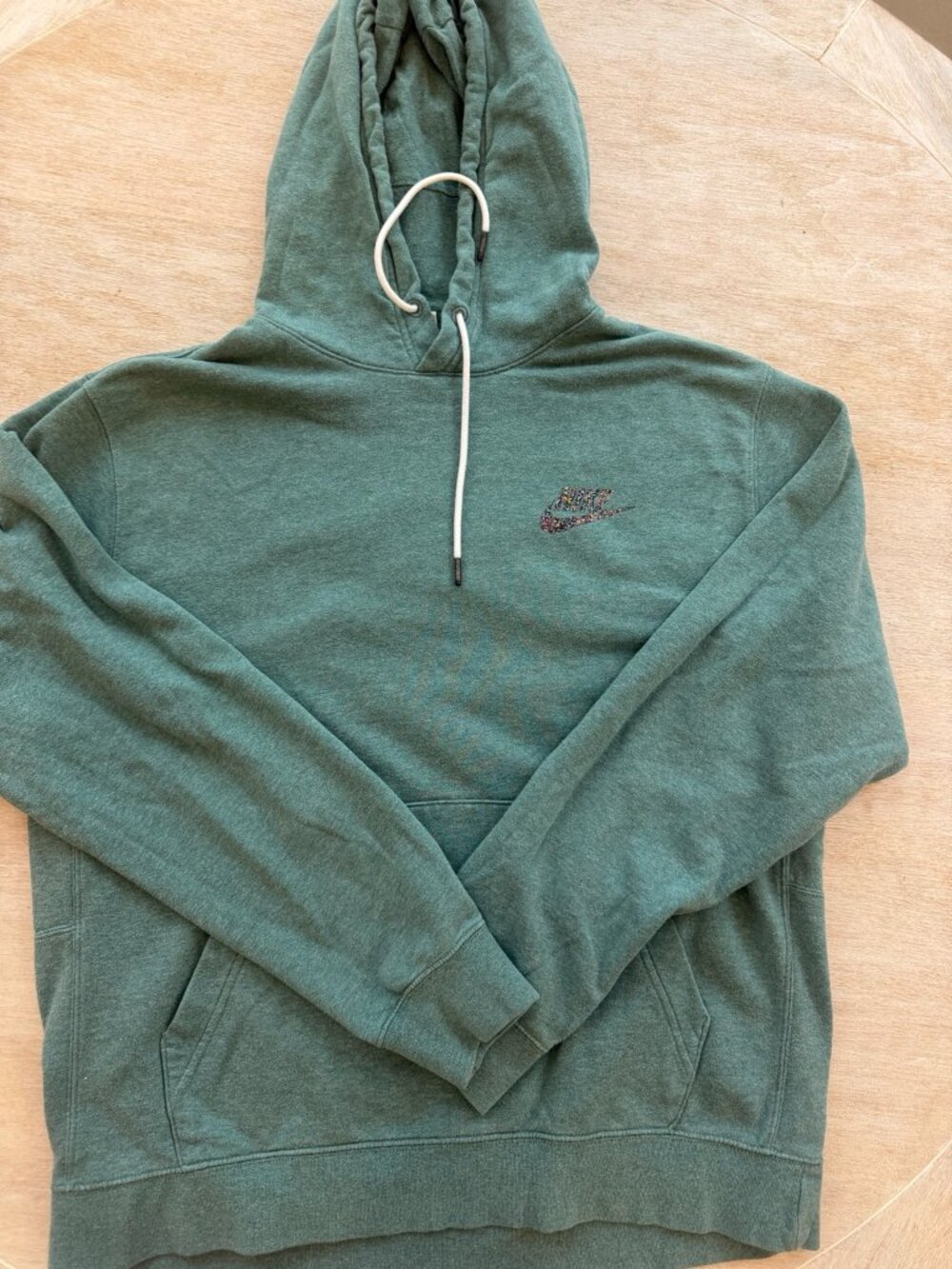 Nike Men’s Fleece Pullover Hoodie Green Multicolor Logo Size L